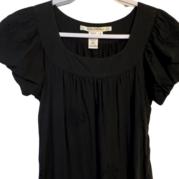 Max Studio 100% Cotton Eyelet Dress - Black - Small - Puff Sleeve - Picture 2 of 3